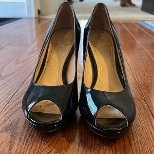 Cole Haan Patent Leather Peep Toe Heels with Nike Air Soles